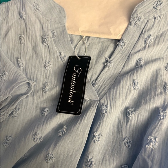 New Fantastlook Light Blue
Stylish Textured Blouse - Picture 5 of 6